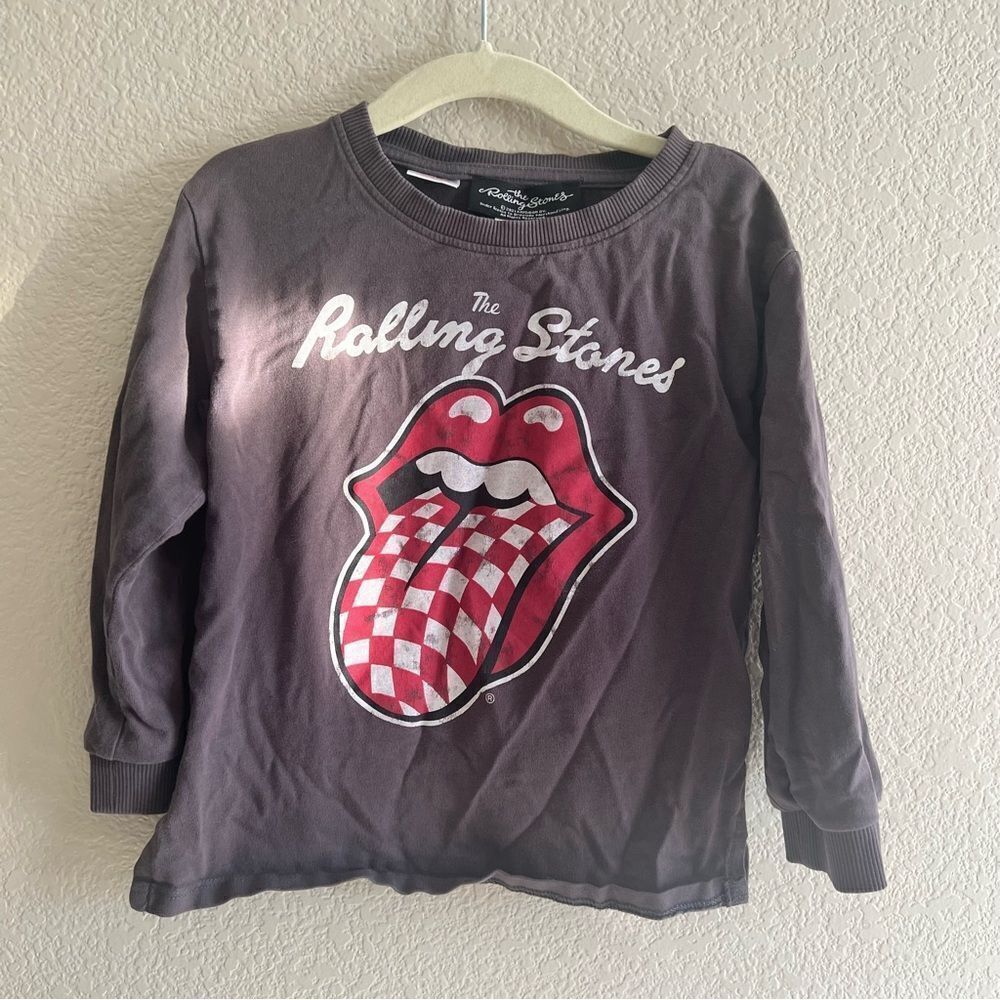 Zara Rolling Stones Cotton Blend Long Sleeves Shirt Grey 4-5 Years Old EUC